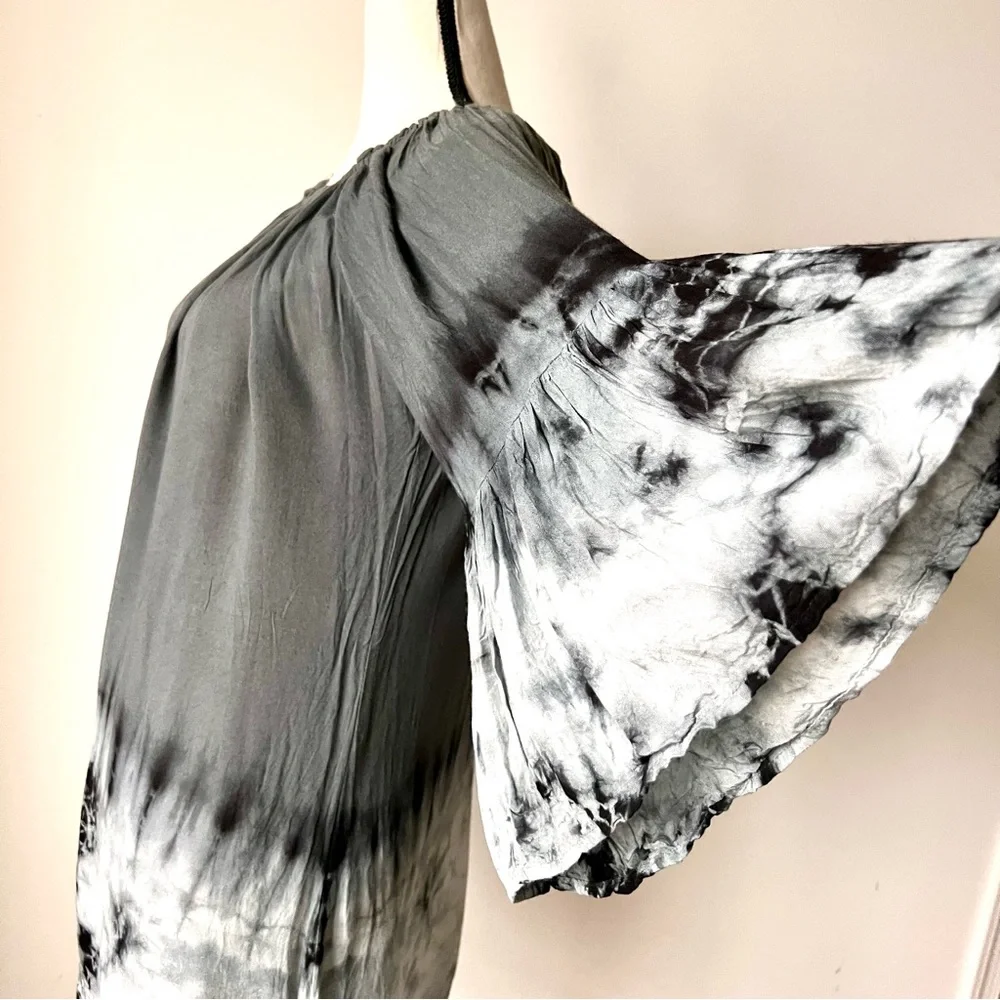 ACE FASHIONS Versatile Bell Sleeve Tie Dye Dress/Cover Up—SZ. Small